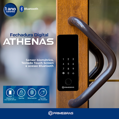 Fechadura Digital Eletrônica Biometrica Com App Bluetooth Primebras Athenas